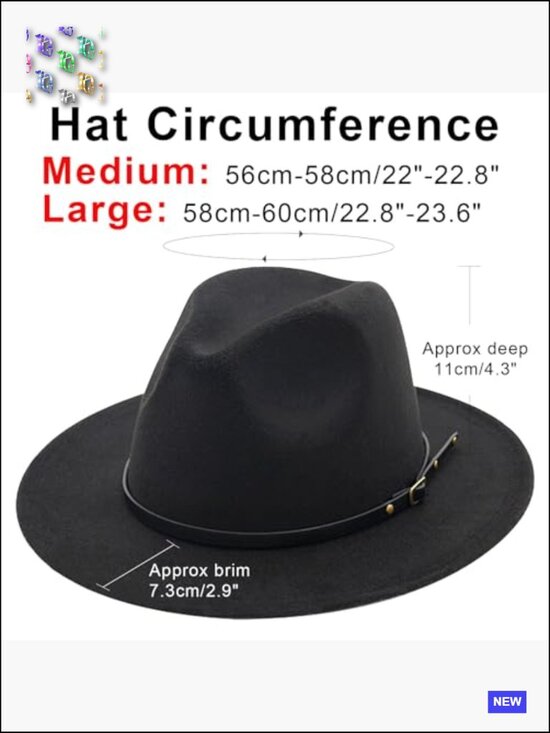 Classic Felt Fedora Hat Unisex Wool Floppy Wide Brim Panama Belt Buckle main image 6